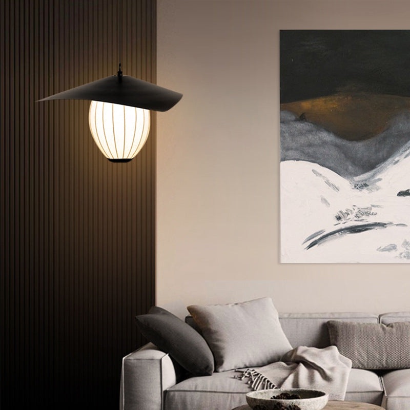 Contemporary Creative Oval Iron Silk 1-Light Pendant Light For Bedroom