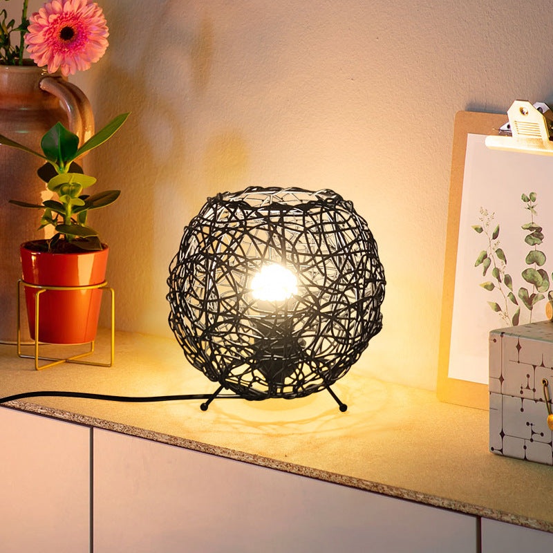 Contemporary Creative Rattan Weaving Bird's Nest 1 - Light Table Lamp For Living Room