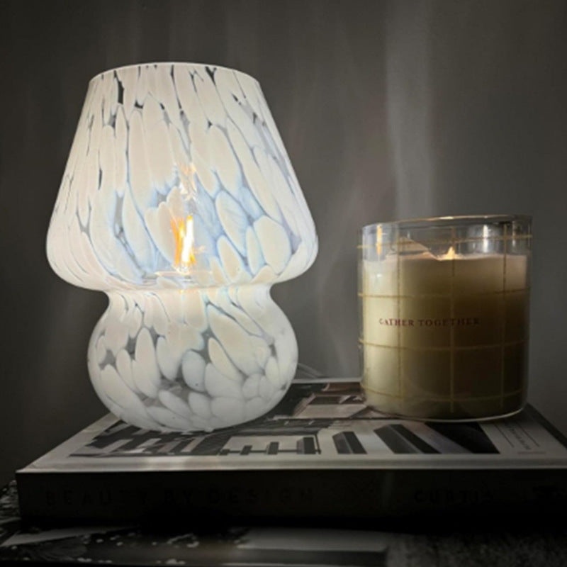 Contemporary Creative Spherical Round Table Dot Glass 1-Light Table Lamp For Bedroom