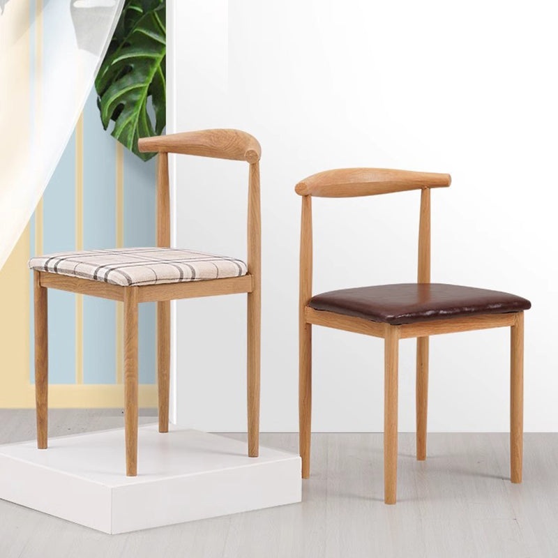 Modern Minimalist Square Leather Carbon Steel Dining Chair Backrest For Dining Room