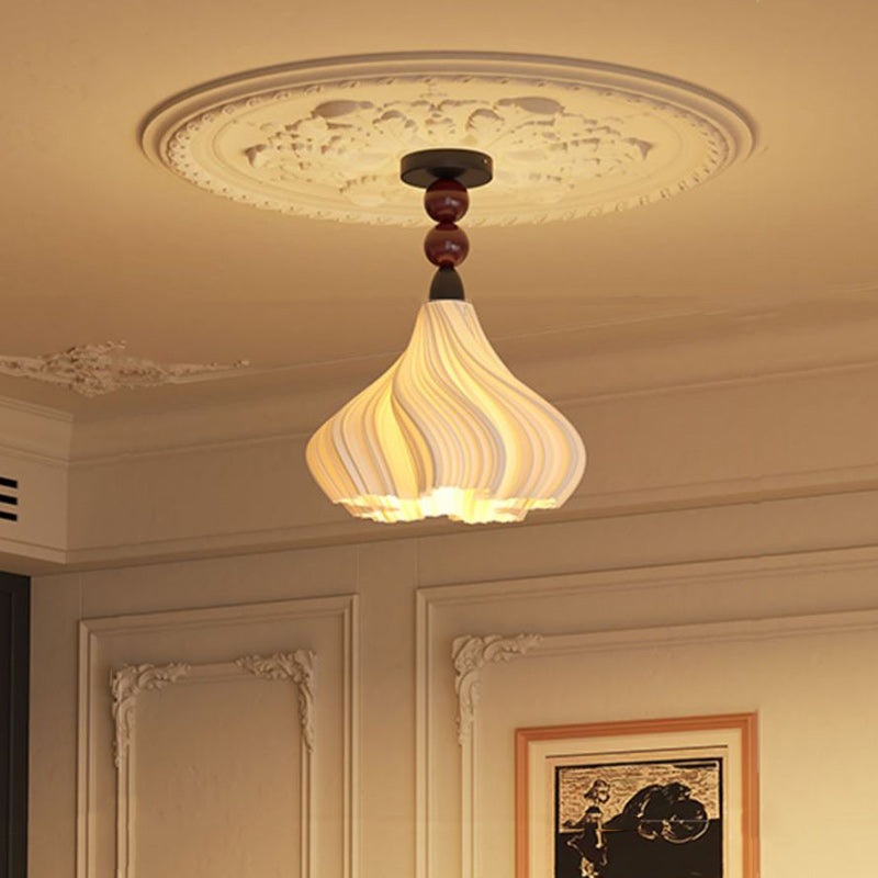 Traditional French Dome Swinging Skirt Shape Iron PLA Lampshade 1 - Light Pendant Light For Living Room