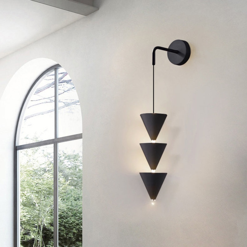 Contemporary Creative Cone Iron Acrylic LED Wall Sconce Lamp For Living Room