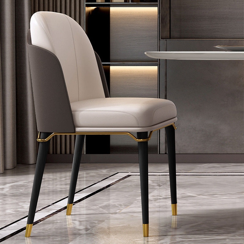 Contemporary Luxury Square Leather Upholstered Dining Chair Backrest For Dining Room