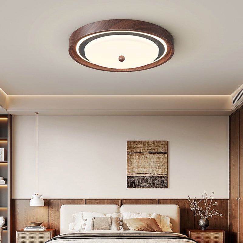 Contemporary Scandinavian Round Hardware PC LED Flush Mount Ceiling Light For Bedroom