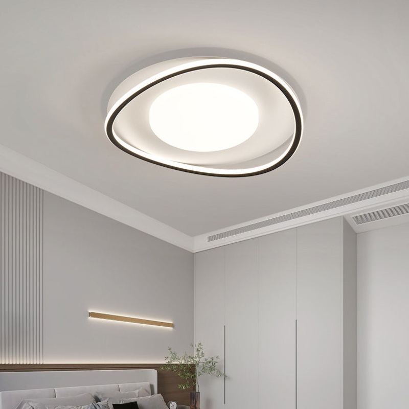 Modern Minimalist Oval Curved Round Silicone Aluminum LED Flush Mount Ceiling Light For Living Room