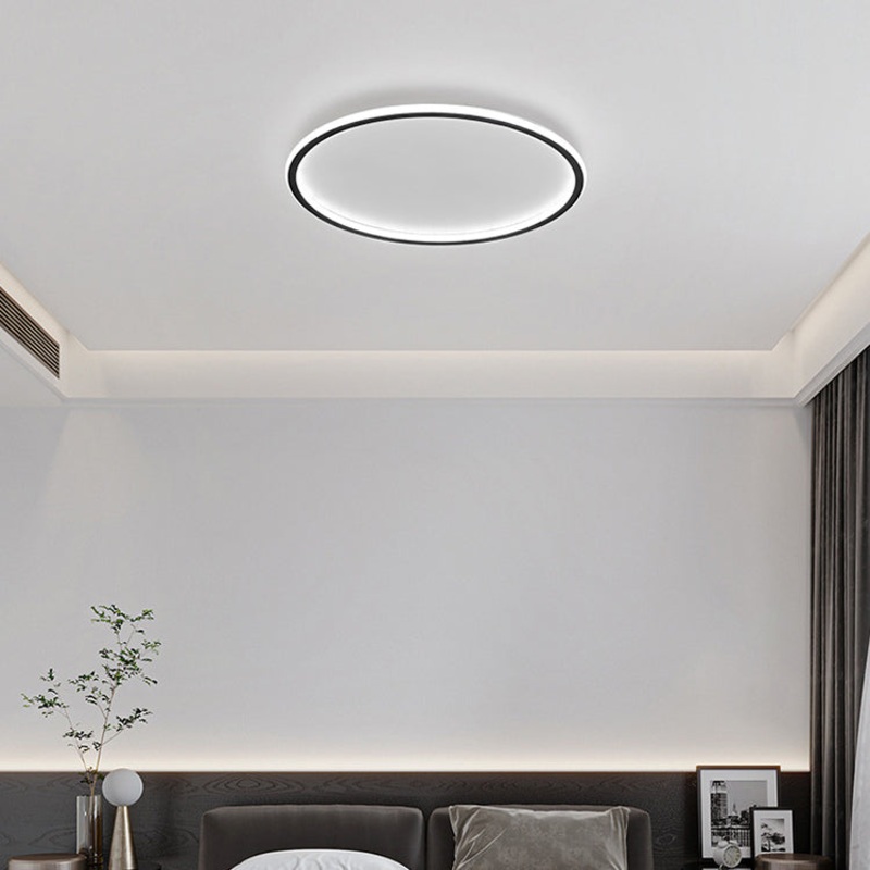 Modern Minimalist Round Iron Aluminum Acrylic LED Flush Mount Ceiling Light For Bedroom