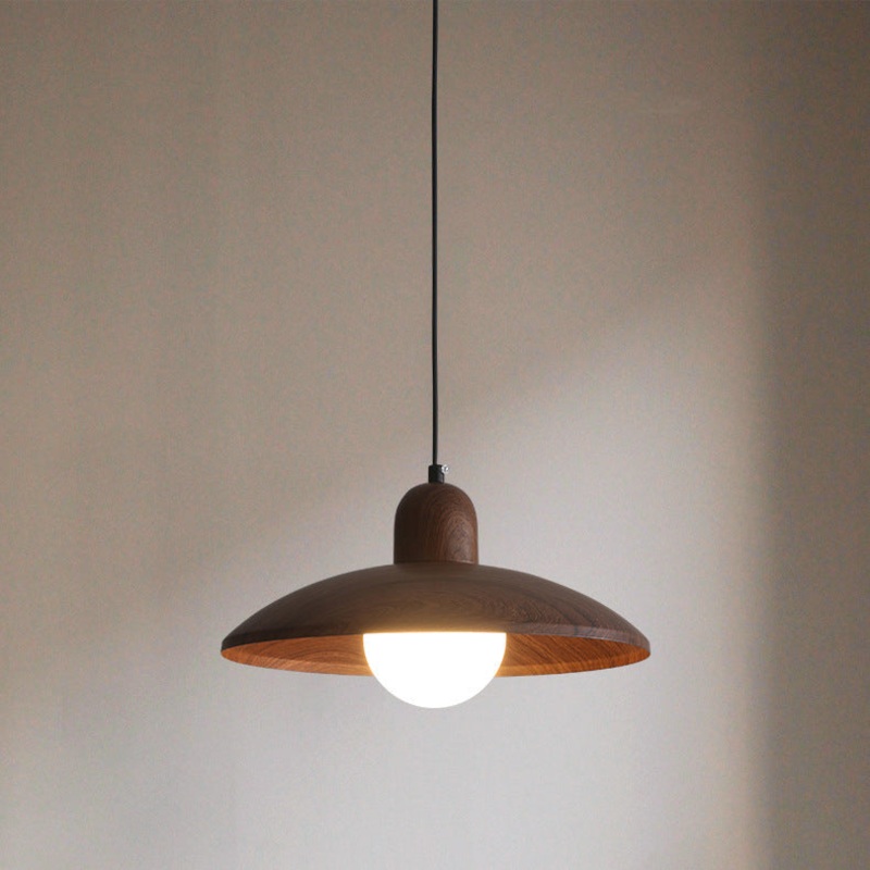 Traditional Japanese Round Globe Iron Glass 1-Light Pendant Light For Living Room