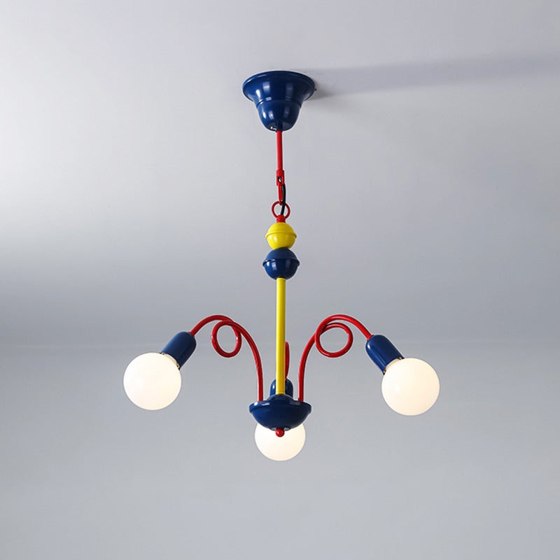 Contemporary Creative Branch Curved Rod Round Ball Iron 3/5/8 Light Chandelier For Living Room