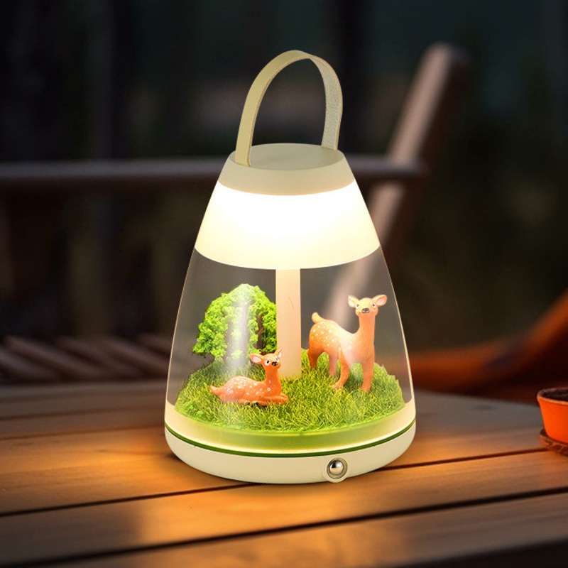 Contemporary Creative Rechargeable ABS Acrylic Cylinder Animal Wedding Portable LED Table Lamp Night Light For Dining Room
