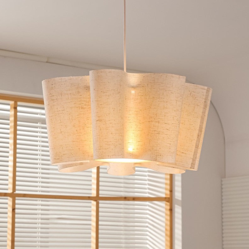 Contemporary Nordic Pleated Linen Iron 1-Light Pendant Light For Bedroom