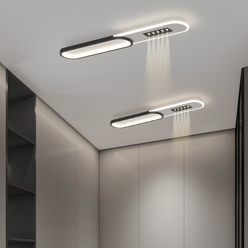 Modern Minimalist Grille Long Strip Acrylic Iron LED Spotlight Flush Mount Ceiling Light For Bedroom