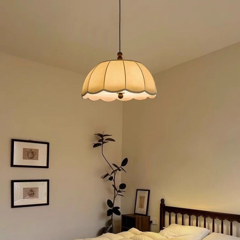 Traditional French Dome Iron Fabric 4-Light Pendant Light For Bedroom