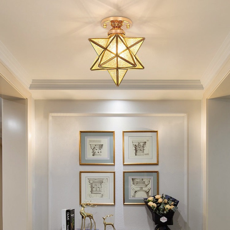 Contemporary Creative Star Iron Plastic 1-Light Semi-Flush Mount Ceiling Light For Living Room