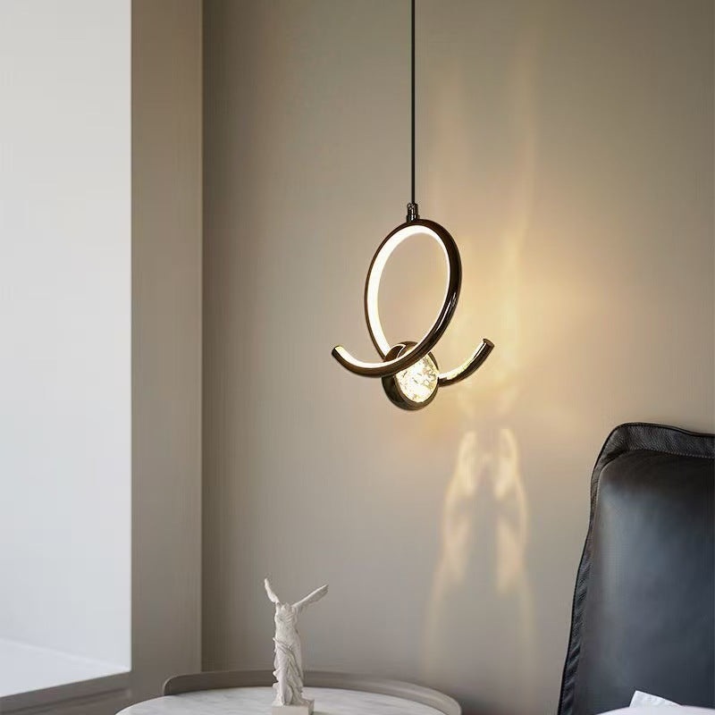 Contemporary Nordic Aluminum Crystal Circle Bubble LED Pendant Light For Bedside