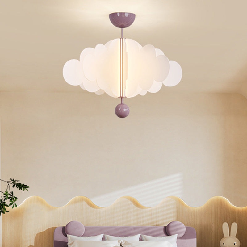 Contemporary Nordic Dome Wings Acrylic Iron Aluminum LED Semi-Flush Mount Ceiling Light For Bedroom