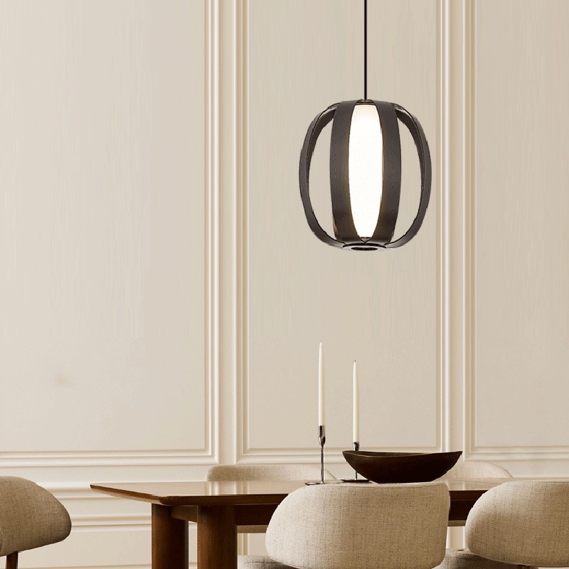 Contemporary Scandinavian Aluminum Acrylic Ball Lantern LED Pendant Light For Dining Room