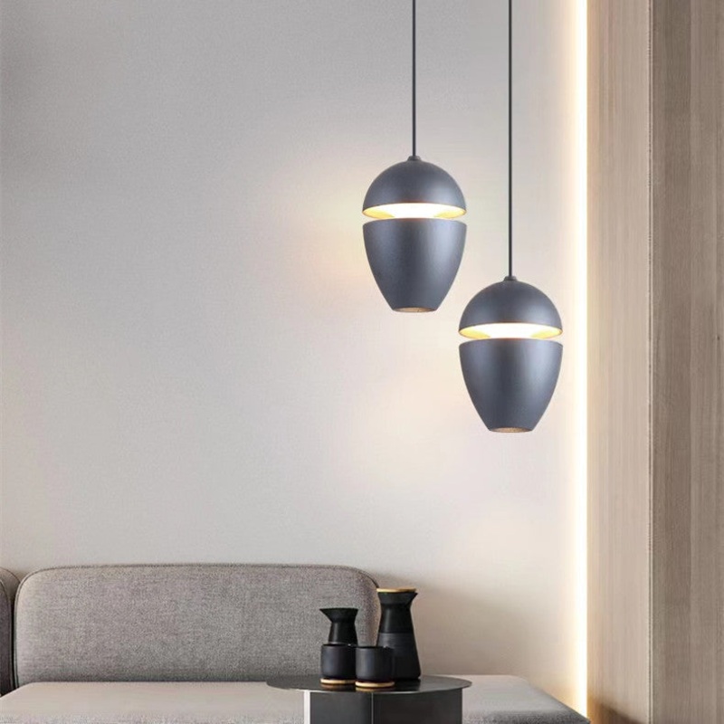 Contemporary Scandinavian Aluminum Bullet Elliptical Liftable LED Pendant Light For Bedside