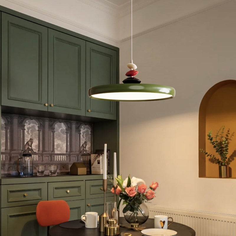 Contemporary Scandinavian Aluminum Iron Round LED Pendant Light For Living Room