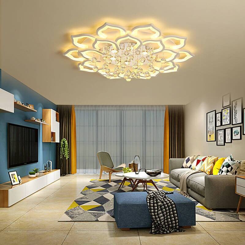 Modern Crystal Ball 20-Light Flower LED Flush Mount Lighting