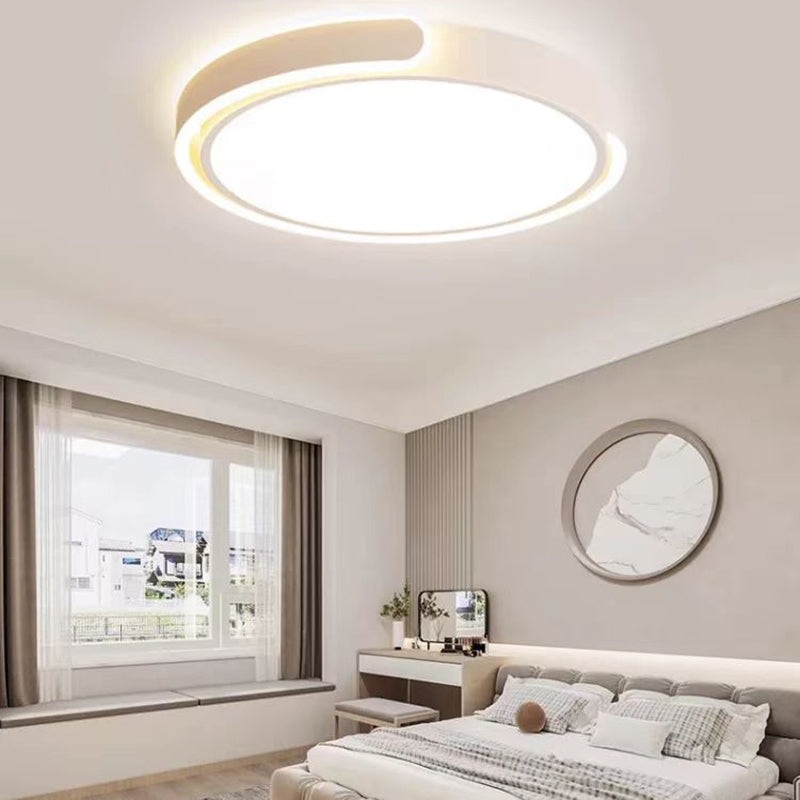 Modern Minimalist Geometric Round Iron Aluminum Acrylic LED Flush Mount Ceiling Light For Living Room