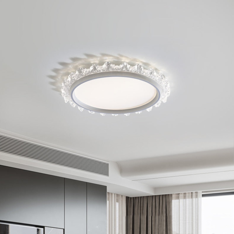 Modern Minimalist Water Splashes Round Hardware Aluminum Acrylic LED Flush Mount Ceiling Light For Living Room