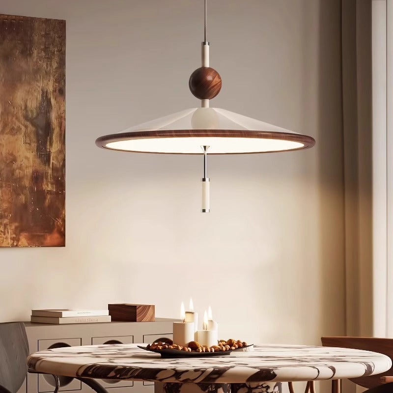 Traditional Japanese Iron Aluminum Conical LED Pendant Light For Living Room