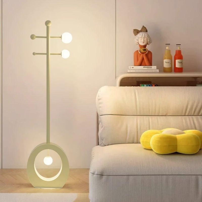 Contemporary Creative Cartoon Violin Iron Glass 3-Light Standing Floor Lamp For Living Room