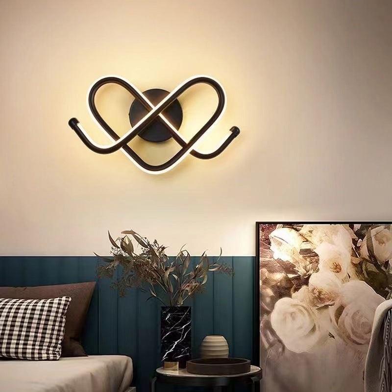 Contemporary Creative Heart Iron Aluminum Silicone LED Wall Sconce Lamp For Bedroom