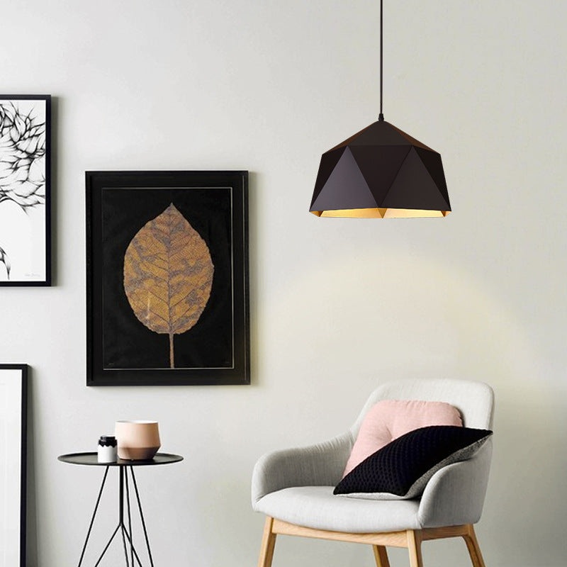 Contemporary Industrial Rhombus Iron 1-Light Pendant Light For Living Room