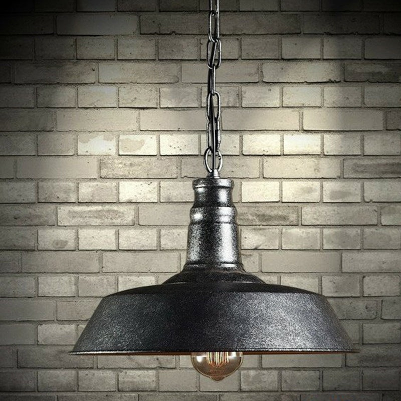 Contemporary Industrial Round Iron 1-Light Pendant Light For Living Room
