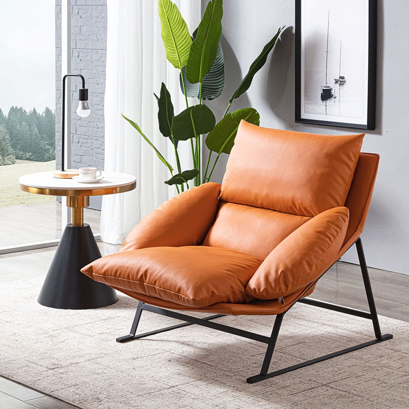Contemporary Luxury Curved Fabric Upholstery Iron Accent Chair Backrest For Living Room