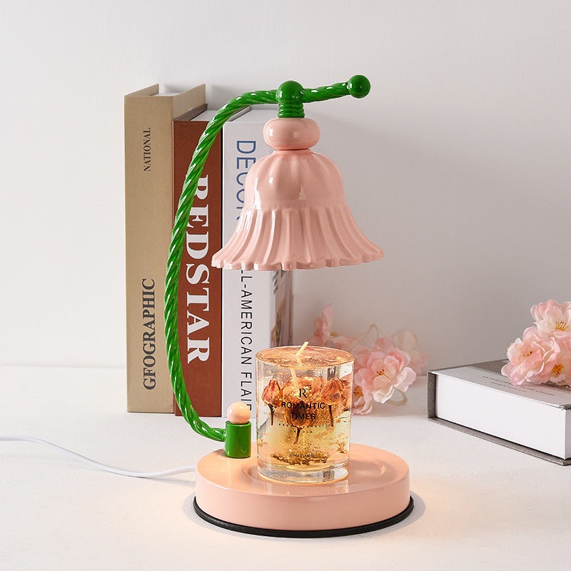 Contemporary Nordic Girl Flower Round Iron 1-Light Melting Wax Table Lamp For Bedroom