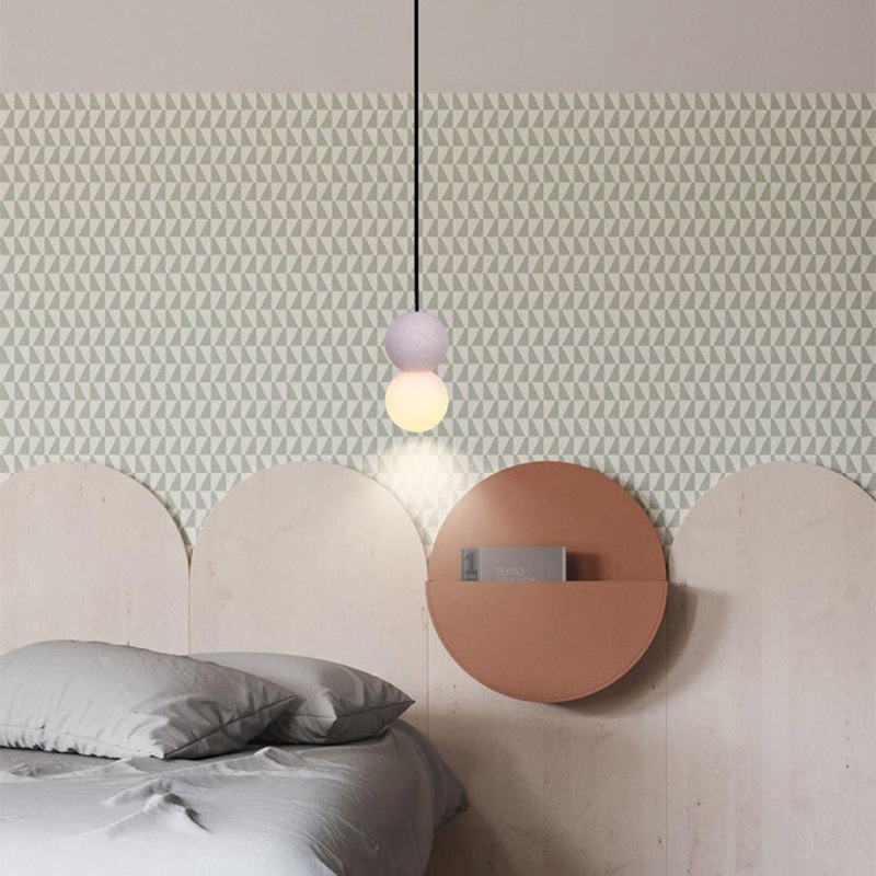 Contemporary Nordic Globe Terrazzo Acrylic Glass 1-Light Pendant Light For Bedroom