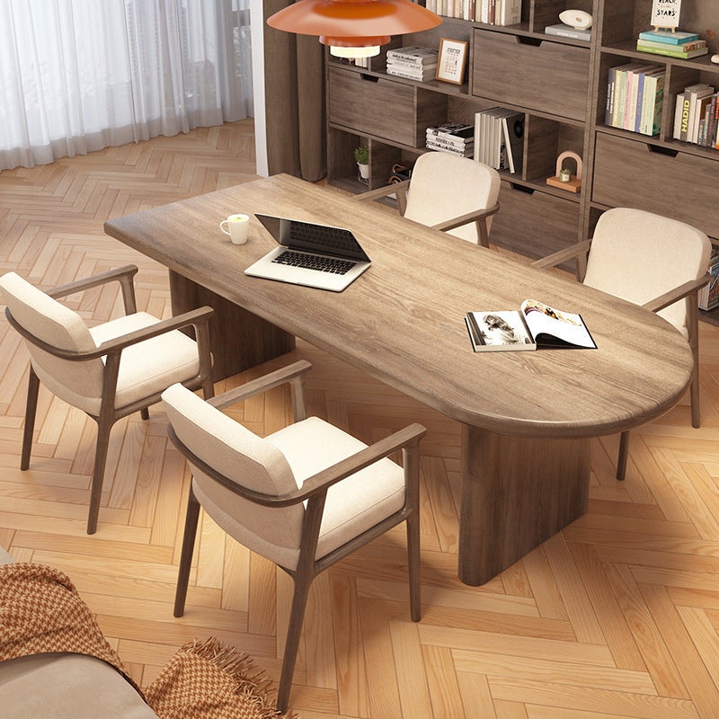 Contemporary Scandinavian Pine Wood Ash Wood Oval Dining Table For 4 Seats