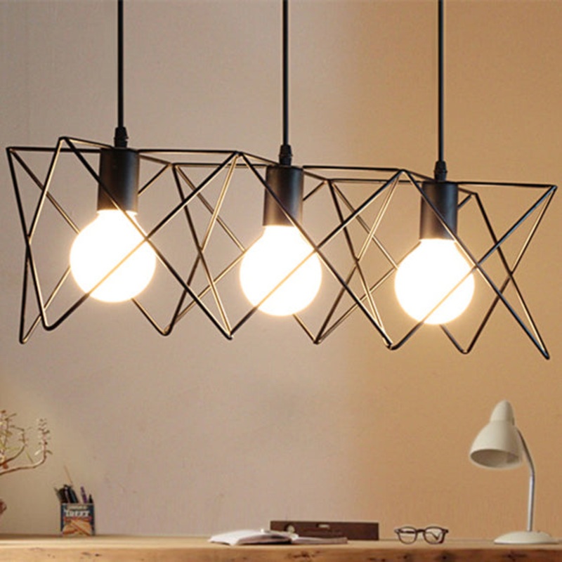 Contemporary Scandinavian Star Cage Iron 1/3 Light Pendant Light For Dining Room