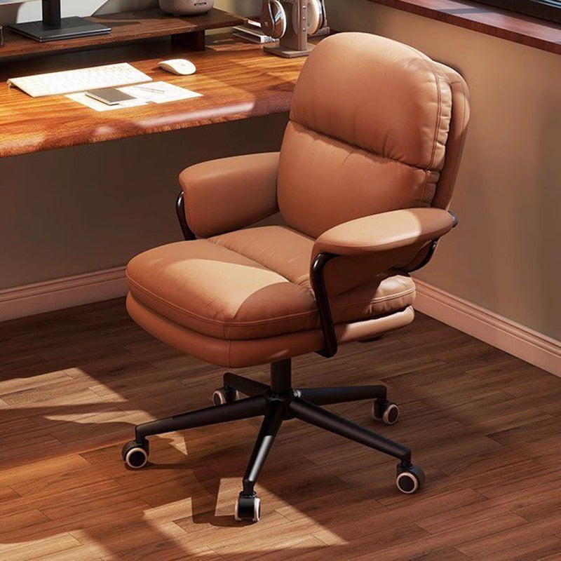 Contemporary Simplicity Square PU Leather Upholstered Height Adjustable Desk Chair Casters For Home Office