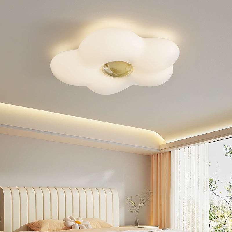 Modern Art Deco Flower Iron Acrylic LED Flush Mount Ceiling Light For Bedroom