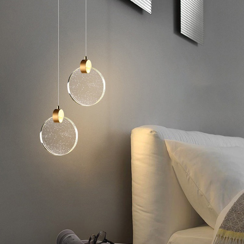 Modern Luxury Dome Round Crystal Lampshade Hardware LED Pendant Light For Bedroom