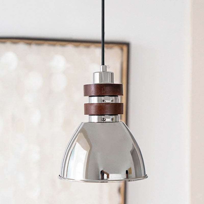 Modern Mid-Century Cone Iron Solid Wood 1-Light Pendant Light For Bedroom