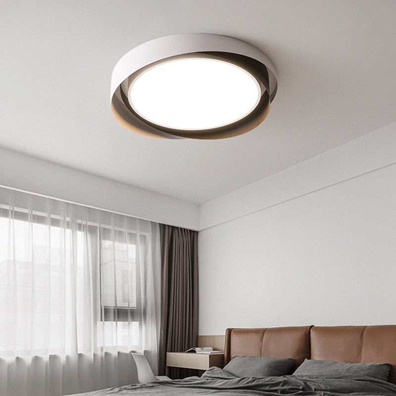 Modern Minimalist Cylinder Iron Acrylic LED Flush Mount Ceiling Light For Bedroom