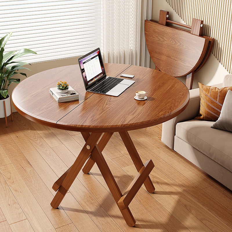 Modern Minimalist Foldable Round X-Base High Density Panel Dining Table For 2-6 Seats