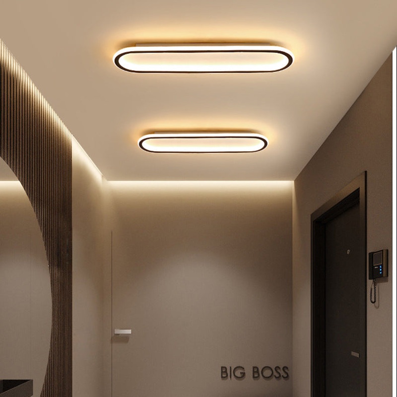 Modern Minimalist Linear Iron Aluminum Silicone LED Flush Mount Ceiling Light For Bedroom