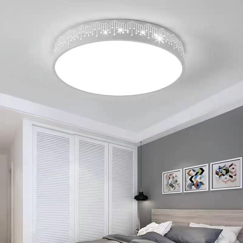 Modern Simplicity Round Iron Acrylic LED Flush Mount Ceiling Light For Bedroom