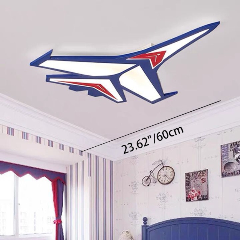Contemporary Creative Kids Cartoon Airplane Iron LED Flush Mount Ceiling Light For Bedroom