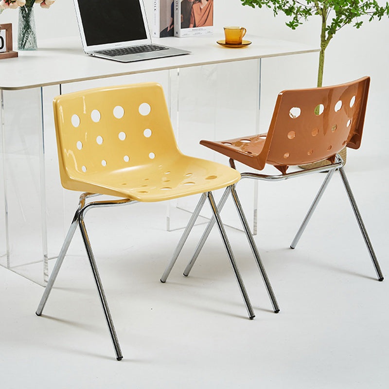 Contemporary Creative Rectangle Cheese Shape Carbon Steel Frame PP Dining Chair Backrest For Dining Room