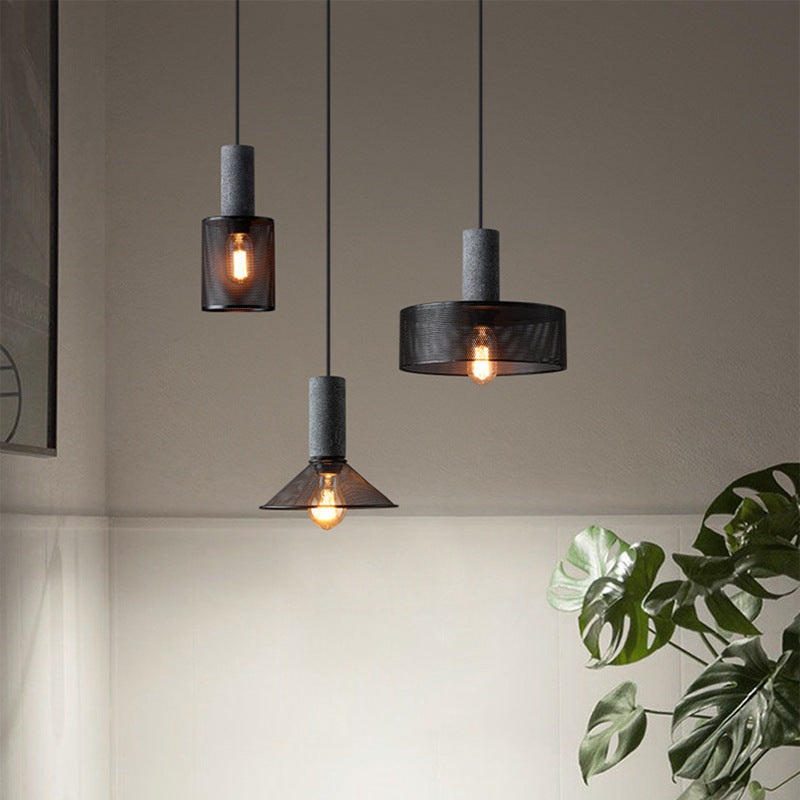 Contemporary Industrial Cylinder Metal Cement 1-Light Pendant Light For Living Room