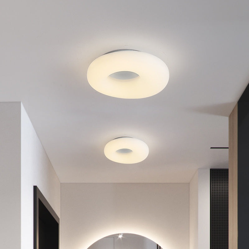 Contemporary Nordic Donut Roto-molding Lampshade LED Flush Mount Ceiling Light For Bedroom
