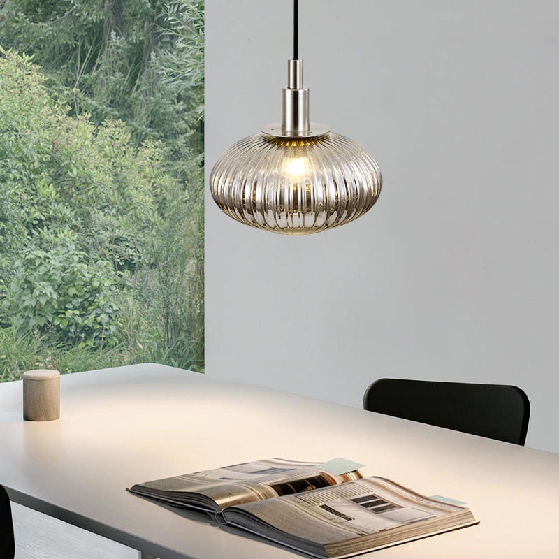 Contemporary Nordic Oval Iron Glass 1-Light Pendant Light For Dining Room