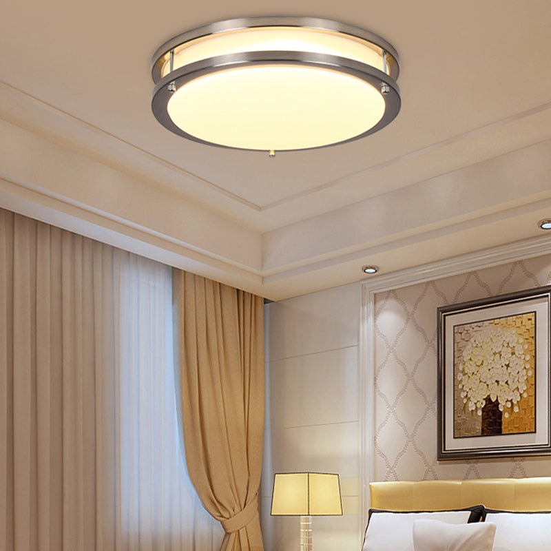 Contemporary Nordic Round Stainless Steel Acrylic Lampshade LED Flush Mount Ceiling Light For Living Room