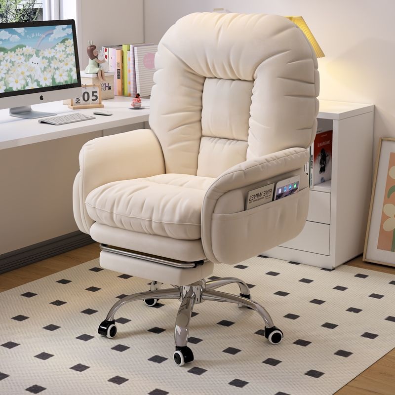 Contemporary Nordic Square Fabric Upholstered Desk Chair Adjustable Backrest Footrest For Study